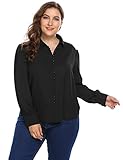 IN'VOLAND Women Long Sleeve Casual Loose Curved Hem Button Down Shirt Plus Size