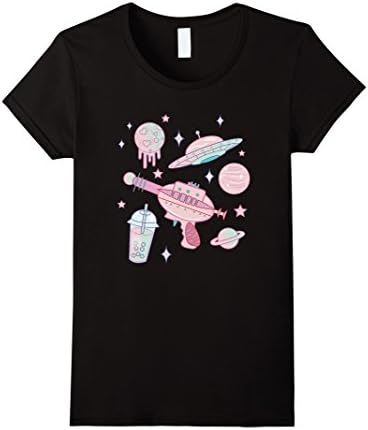 Womens Alien Babe Pastel Goth Kawaii Tee Medium Black