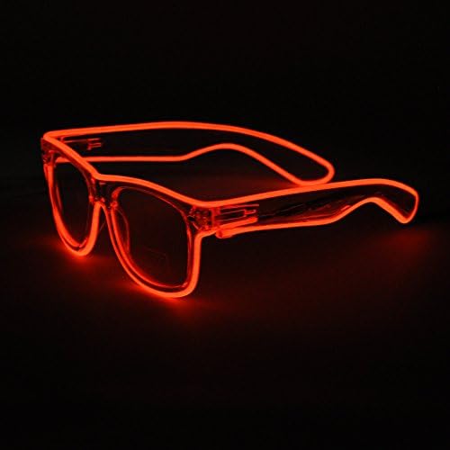 SYDT LED Rave Sunglasses White Frame EL Wire Colorful Flashing Light up Glasses for Festivals DJ Bright Light Holiday Gift(Red)
