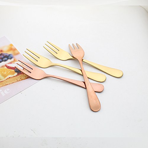 image for Sherily 12-Pieces Salad Forks Set, 5.5-Inch Rose Gold Reusable Metal S