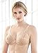 Full Figure Plus Size Wonderwire Front-Closure Stretch Lace Bra Underwire #9245 Café