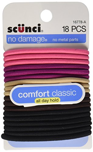 Scunci Large No Damage Elastics, Neutral Colors, 18 pk