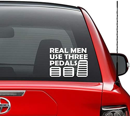 JDM Real Men Use Three Pedals Manual Racing Vinyl Decal Sticker Car Truck Vehicle Bumper Window Wall Decor Helmet Motorcycle and More - Size (7 inch / 18 cm Wide) / (Color Gloss White)