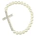 Emily lin Handmade Alloy Rhinestone White Bead Cross Stretch Bracelet