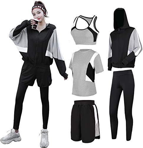 Seeya 2003 Women’s Sportswear, Yoga Wear, Training Wear, Running Wear, Top and Bottom Set of 5, Gym Fitness