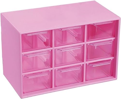 Mini Plastic Drawer Organiser, Art Craft Organisers and Storage Used In Desk, Vanity in Home Or Office, 9 Removable Drawers for DIY Crafts, Art Supply, Office Supplies and Jewellery - Rose — image 1