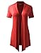 BIADANI Women Versatile Soft Short Sleeve Open Front Drape Cardigan Coral XX-Large