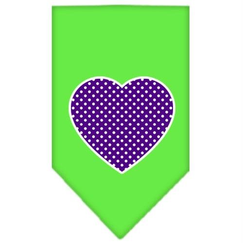 Mirage Purple Swiss Dot Heart Screen Print Dog Bandana, Large, Lime Green
