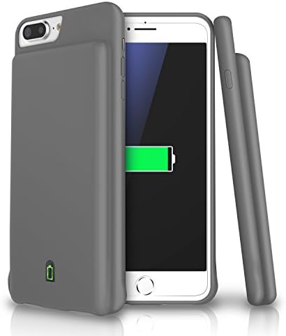 iPhone 8 Plus/7 Plus/6s Plus/6 Plus Battery Case, LoHi 7000mAh Capacity Support Headphones Ultra Slim Extended Battery Rechargeable Protective Portable Charger 5.5" Grey