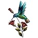 Hummingbird With Flowers Wall Decor - 3D Metal Design - Hand-Painted – 13” x 19” – Farmhouse or Home Decoration - Indoor or Outdoor Display – Wall Art Hanging in Traditional Bird Colors