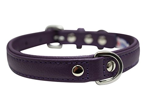 Leather Dog Collar, Padded, Double Ply, 18" x 3/4", Purple, Leather (Alpine) French Bulldog, Cocker Spaniel, Collie, Beagle
