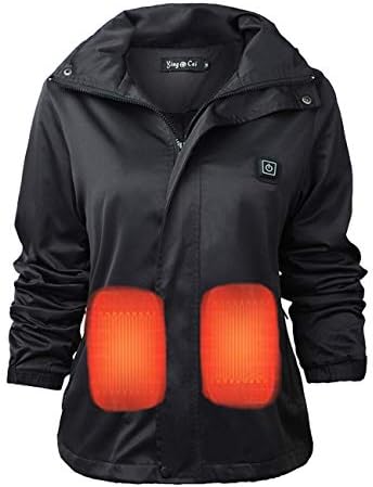 ORQ Women's Slim Fit Heated Jacket Soft Shell Detachable Hood Eletric Heating Clothes