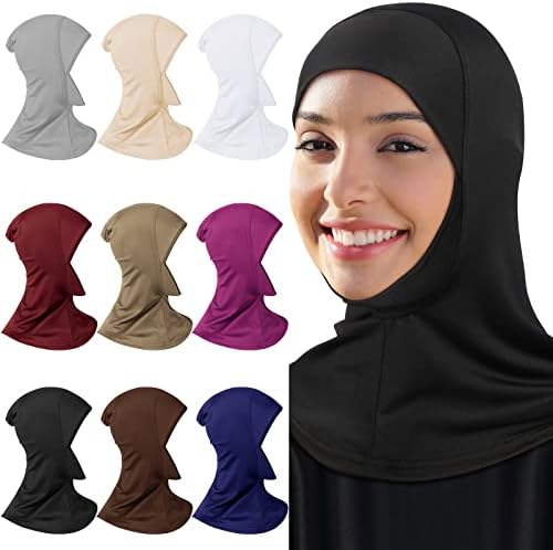 Geyoga 4 Pieces Modal Hijab Cap Adjustable Muslim Stretchy Turban
