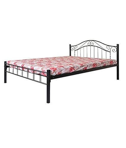Royal Interiors Metal Queen Size Without Storage (Black, Matte Finish)