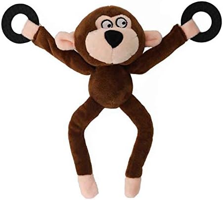 Pet Squeak Toys Durable Chew Dog Toy for Small Medium Large Dogs Aggressive Indestructible Puppy Plush Monkey Toy (Coffee)