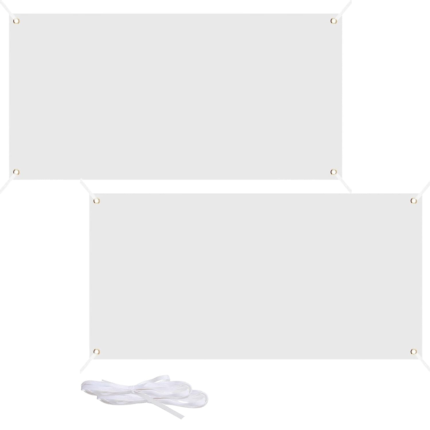 2 Packs Paintable Blank Banners 4x2ft White Solid Color Flags With 12M Rope Plain Make Your Own Banner DIY Party Festival Celebration Outdoor Decoration 120x60cm
