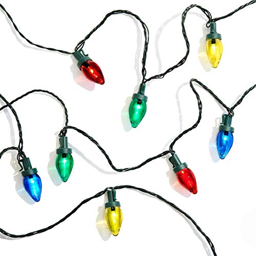 C7 Christmas Lights Outdoor 100 Count, 58 Ft, Multicolor Large Bulbs