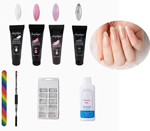 Nail Extension Gel Kit, Professional Poly Gel Starter Kit Quick Building UV Gel With Liquid Container Finger Extension Nail Art Tools Set (Multicolor)