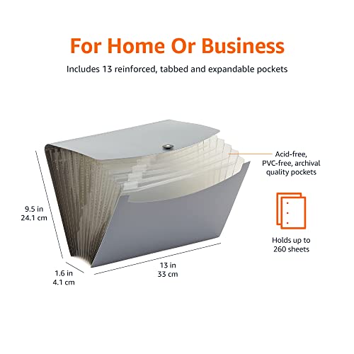 Amazon Basics Expanding Organizer File Folder, Letter Size Black