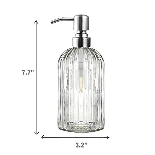 bonris 16 Oz Soap Dispense with Rust Proof Stainless Steel Pump Classic Decor for Bathroom Kitchen Farmhouse Decor Great for Essential Oils, Lotions, Liquid Soaps - Thumbnail 4