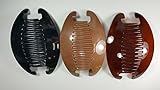 3 set Interlocking Banana Combs Hair Clip French Side Comb Holder (Black-Light Brown-Dark brown)