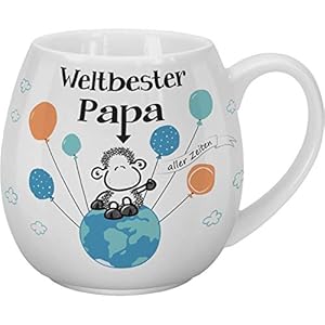 Sheepworld 46314 Kaffeebecher Weltbester Papa, 45 cl, Porzellan, in Geschenk-Banderole Tasse
