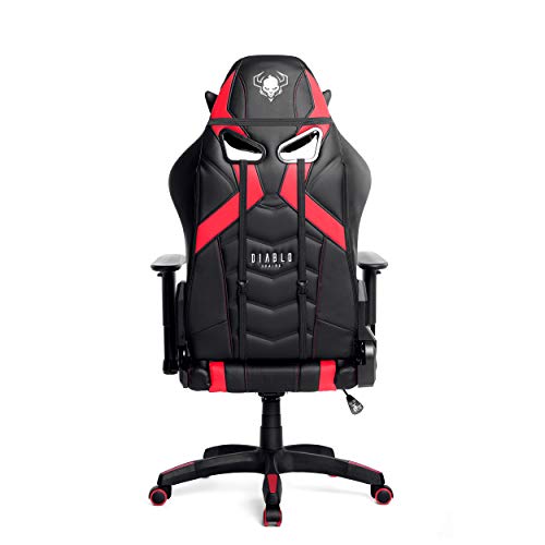 Diablo-X-Ray-Sedia-Gaming-Poltrona-da-Ufficio-Braccioli-2D-Design-Ergonomico-Perforazione-Finta-Pelle-Funzione-di-Inclinazione-Portata-Fino-a-150-kg-Nero-Rosso-L