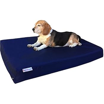 Dogbed4less Medium Orthopedic Dog Bed with Memory Foam for Pet, Waterproof Liner with Durable Nylon Blue External Cover, 35X20X4 Inches