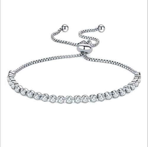 Copper Zirconia Rhodium Plating Stylish Single Strand Tennis Bracelet Jewellery For Women & Girls