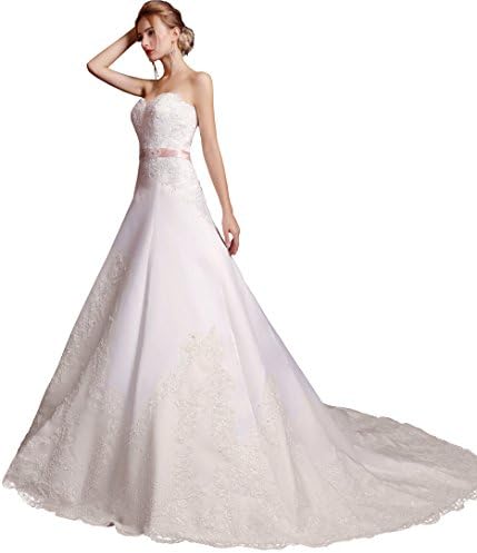 Crystal Strapless Sorded Lace Tulle And Satin A-line Wedding Dress 10 White