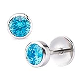 ComfyEarrings Aqua CZ Bezel Stud Earrings