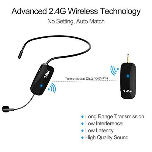 1Mii Long Range Wireless Microphone, Wireless Headset Mic System,165ft