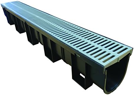 Trench Drain Black Polymer &amp; Heel Friendly, Silver Grate - 3.33 Ft