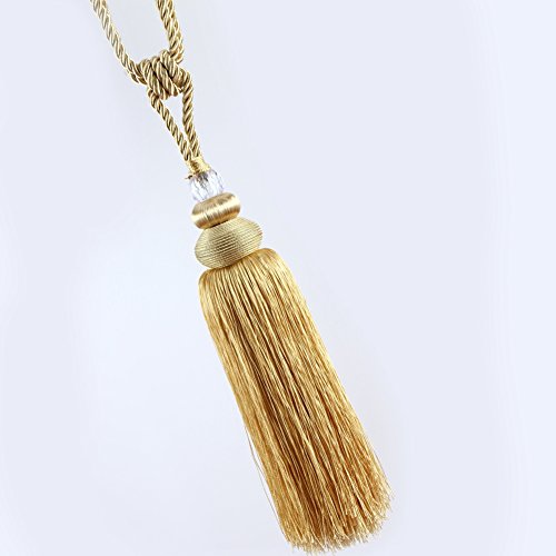 BERTERI 1 Pair Decorative Livingroom Curtain Rope Tieback with Tassels, Elegant White Curtain Beads Tassels Holdback Window Treatment Accessories