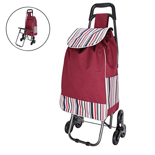 CLDGF Warenkorb Edelstahl Verstärkt Falten Gepäck Wagen Sitz Treppensteigen