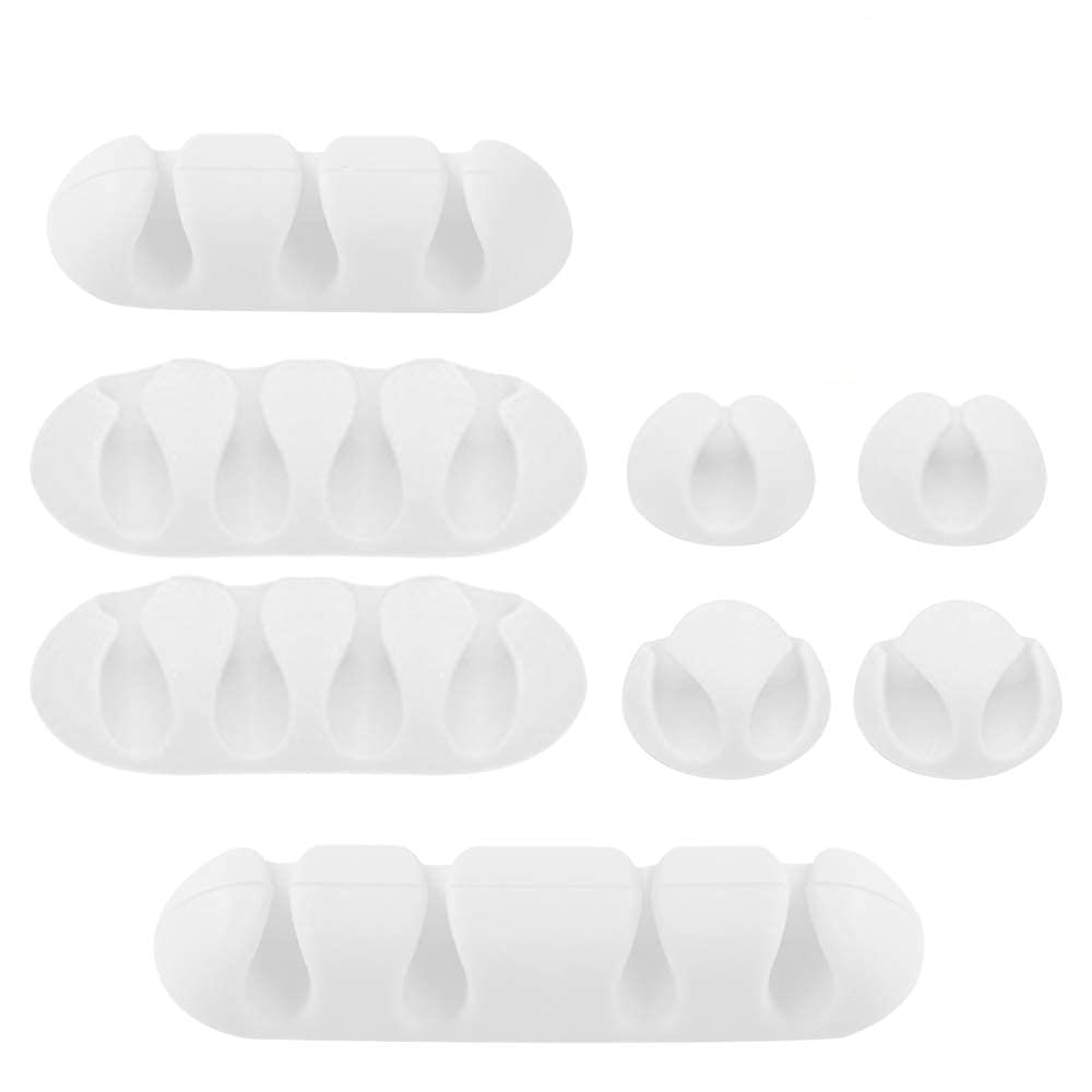 YOFASEN Cable Holder Clips White - Cord Wire Tidy Management Organizer Self Adhesive Cable Clips, White, 8pcs