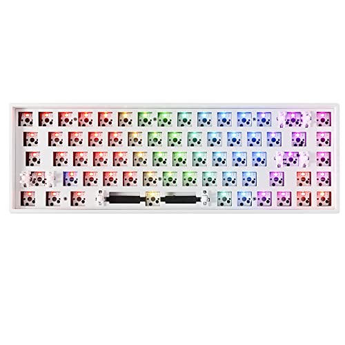 BOYI CIY68-65% DIY Keyboard Kit, Hot-Swappable Bluetooth 5.0/2.4G/Type-C Tri-Mode Wireless RGB Mechanical Keyboard PCB Mounting Plate Kit EVA Sound Insulation Mat,Customized Keyboard Kit (White)