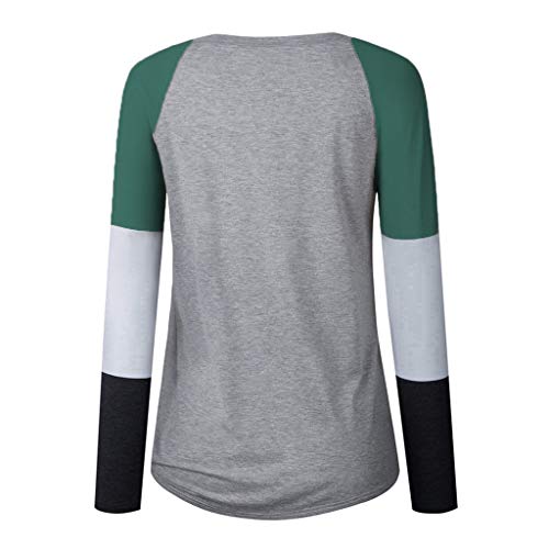 image for Aniywn Women Ladies Color Block Patchwork Long Sleeve Pullover T-Shirt