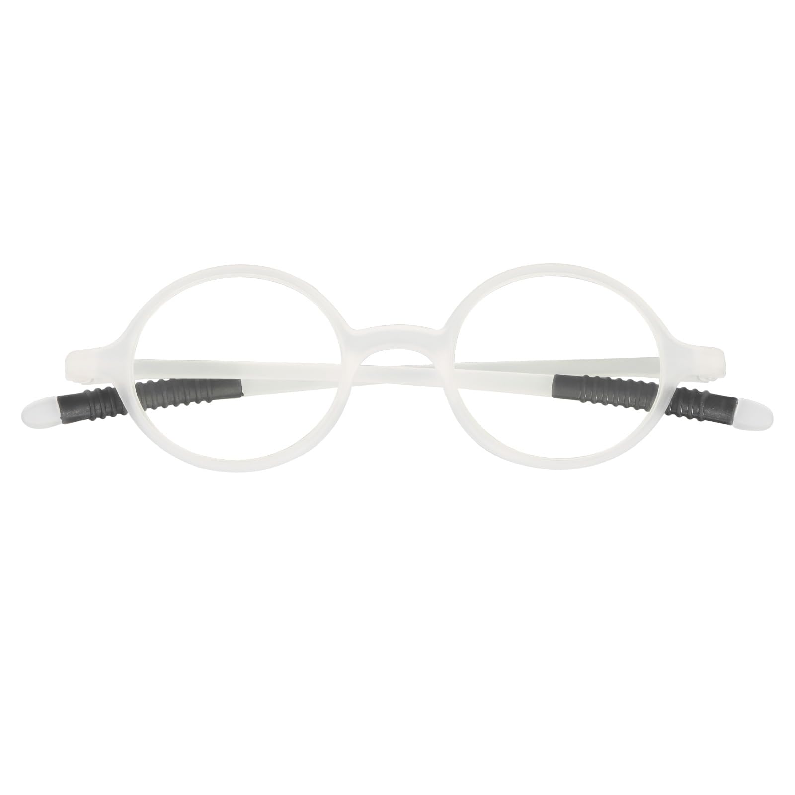 Photo 1 of prtcslwd Round Reading Glasses for Women Men Retro Blue Light Blocking TR90 Ultra Lightweight Computer Readers (Sand Transparent, 3.5, Diopters)