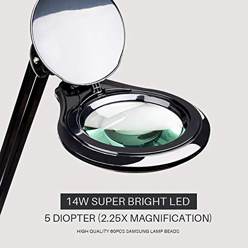Bemelux LED Magnifying Lamp with Clamp, 5 Inch Magnifier Glass Lens