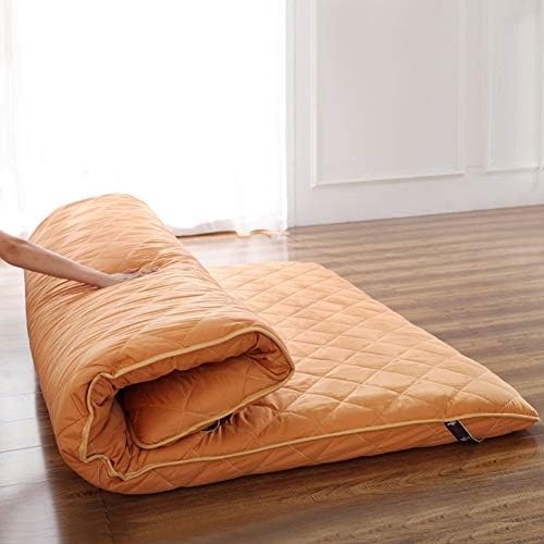 Traditional Japanese Quilting Futon Mattress, Thicken Tatami Mattress Pad Foldable Floor Mat Quilted Fitted Mattress Topper-Khaki Full