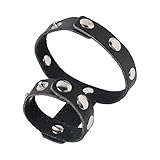 iiniim Men's Leather Lifter C-Strap Thongs Mention Bracelet Double Ring Underwear