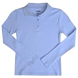 French Toast School Uniforms Long Sleeve Interlock Knit Polo with Picot Collar Girls