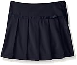 French Toast Big Girls' Pleated Scooter with Gross Grain Ribbon, Navy, 12