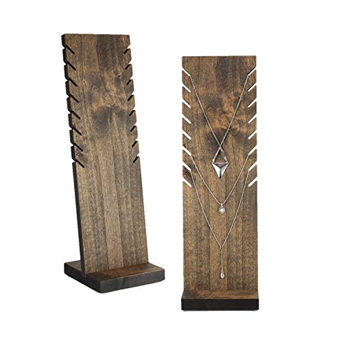 Set of 2 Wood Necklace Display Stands Wood Jewelry Display Stands - 18 inches tall Slotted Solid Hardwood Craft Show Display Retail Display Jewellery Display - Thumbnail 7