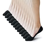 David Archy Men's 12 Pack Cotton No Show Loafer Socks Low Cut Boat Liner Anti Slip Heel