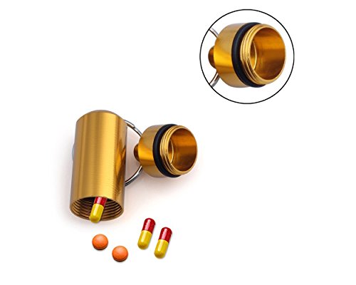Ace Select Aluminum Pill Case 10 Pieces 1.9" Portable Waterproof Pill Fob Air-tight Drug Holder Keychain Medicine Capsule Containers for Geocaching Outdoor Travel