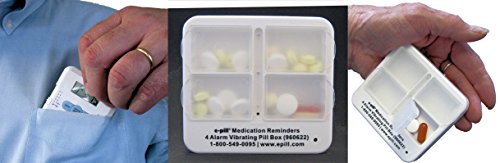 e-Pill 4 Alarm Pocket Pill Organizer and Medicine Pillbox with Pill Reminder - Vibrates and/or Beeps - Fits in Shirt Pocket - Thumbnail 6