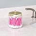 mDesign Modern Glass Bathroom Vanity Storage Organizer Canisters Jars for Cotton Balls, Swabs, Makeup Sponges, Bath Salts, Hair Ties, Jewelry - 2 Pack - Clear/Gold Brass