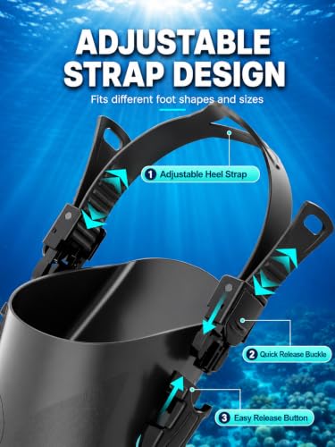 Pinne Snorkeling Pinne Nuoto Piscina per 32-36 | 37-41 | 42-47 | Leggere e Confortevoli | Design Morbido | Regolazione Tallone Aperto | Unisex | Per Uso Acquatico Piscina Mare